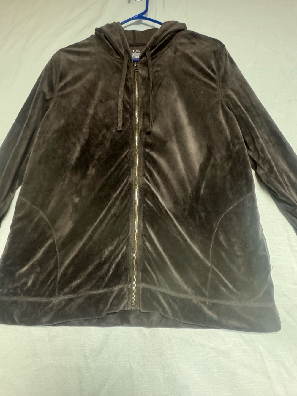 HUE Plush Zip-Up Hoodie in Dark Brown